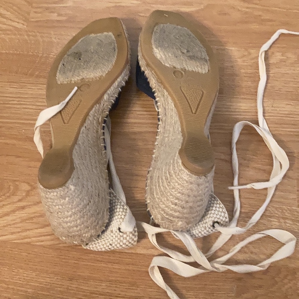 Women’s denim peep toes made in Spain wedge espadrilles with ankle straps - Picture 5 of 10
